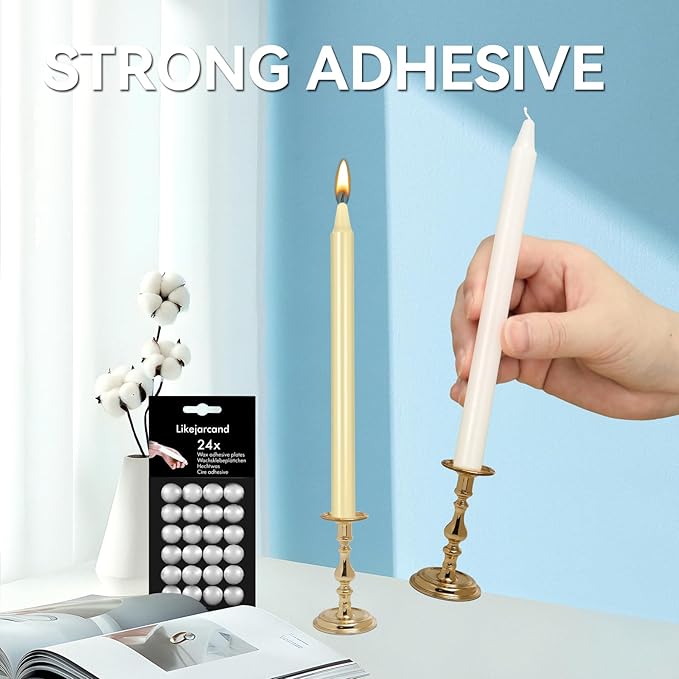 96 Pieces White Adhesive Small Candles, Accessories Candle Wax Dots- Adhesive,Wax Sticky Dots,Candl Accessories (96)