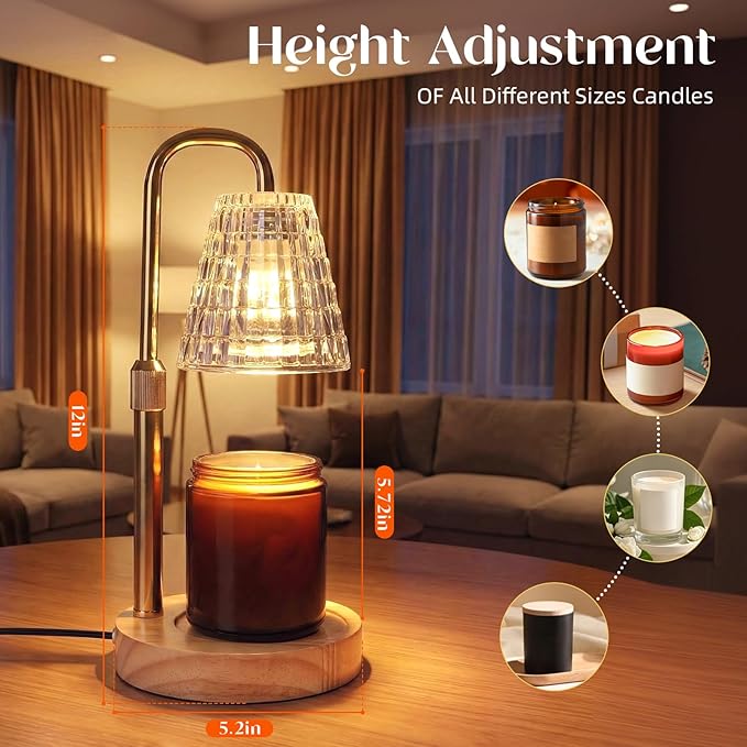 Glimra Candle Warmer Lamp Electric Timer,Candles Candle Wax Warmer for Jar Candles,Adjustable Candle lamp Birthday Gifts,for Mom Women Friend Sister,Office Apartment Dorm Room Home Decor Amber