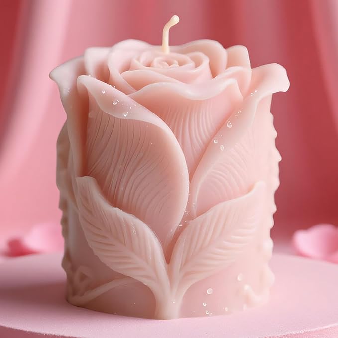 Large Tulip Bud Flower Succulent Leaves Cylinder Molds Silicone Wave Spiral Candle Mold - Silicone Resin Casting Molds for Candle & Resin & Soap Craft Supplies