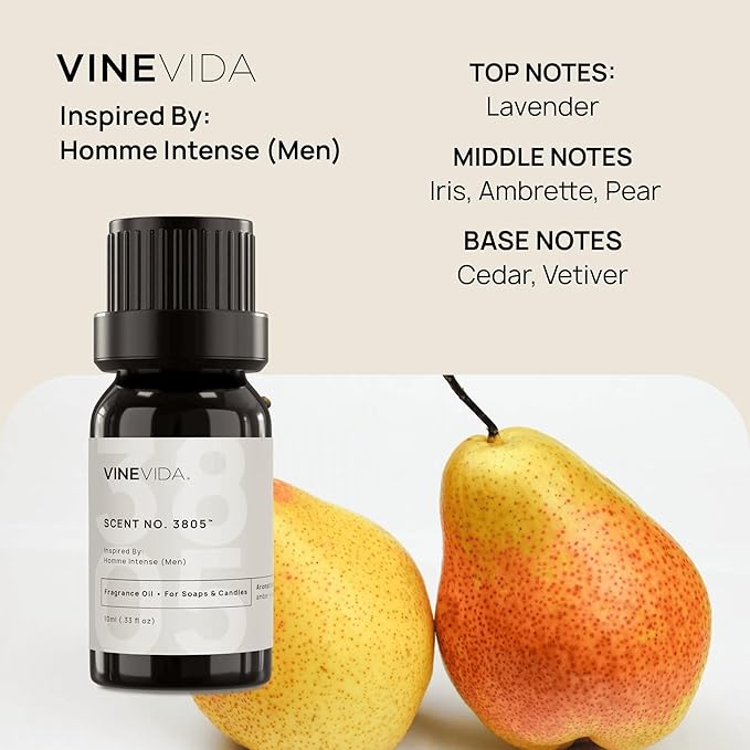VINEVIDA [0.33 Oz] Scent No. 3805 Inspired by Homme Intense (Men); Fragrance Oil for Candle Making and Soap Making - Premium Candle Scents for Soy Candles