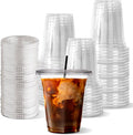 [1000 SET]HAKOWARE by Harvest Pack 12 oz Ultra Clear Plastic Cold Cups with Flat Lids, Disposable Wedding Party Drinking Cups Tumblers, Iced Coffee Beer Juice Cold Beverage