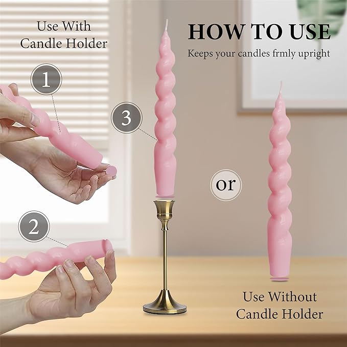 Taper Candle Wax Dots - 24pcs Spiral Sticky Dots White Adapter Small Adhesive, Soft Wax for Any Holder Accessories - Pink