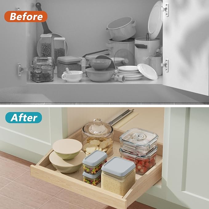 Pull Out Cabinet Drawer 25½” W x 21” D, Soft Close Pull Out Cabinet Organizer, Bottom Assembly