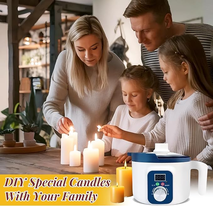 Beeswax Candle Making Kit for Adult, Make Your Own Beeswax Candle Kit Including Wax Melter Temperature Control,Cotton Wick,Wick Stickers