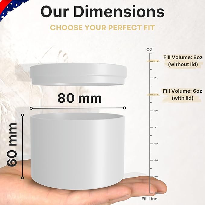True Candle Tins for Making Candles - 24 Pack of 8 oz Black Candle Containers Bulk 8oz - Empty tins with lids for Candles - Premium Metal Jars, DIY Vessels | Painted Outside and Inside | Matte White