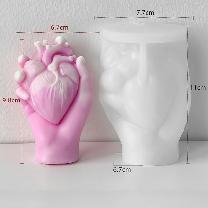 Hand Heart Cylinder Candle & Resin Mold - Resin Casting Silicone Molds for Home Decor & Candle Making Wave Spiral Mold