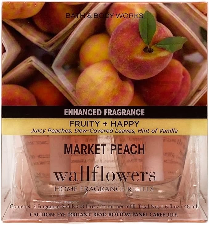 Bath & Body Works Market Peach Wallflowers Home Fragrance Refills - Fruity + Happy - Pack of 2