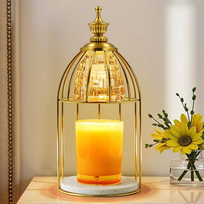 Candle Warmer Lamp with Timer & Dimmer - Vintage Electric Wax Melter for Scented Jar Candles, Aroma Night Light and Home Decor Gift for Women, Housewarming, Birthday, Christmas