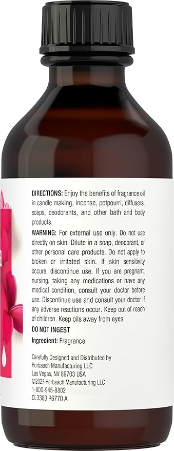Horbäach Plumeria Fragrance Oil | 4 fl oz (118ml) | Premium Grade | for Diffusers, Candle and Soap Making, DIY Projects & More