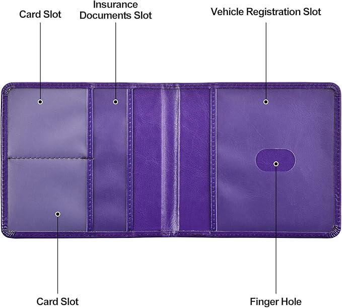 HerriaT Car Registration and Insurance Card Holder - Leather Vehicle Glove Box Automobile Documents Paperwork Wallet Case Organizer for ID, Driver's License, Key Contact Information Cards - Men&Women