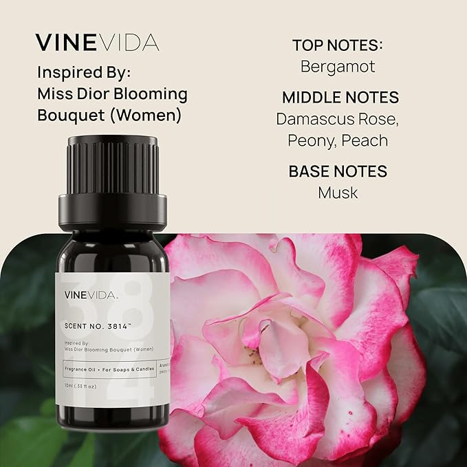 VINEVIDA [0.33 Oz] Scent No. 3814 Inspired by Miss Blooming Bouquet (Women); Fragrance Oil for Candle Making and Soap Making - Premium Candle Scents for Soy Candles