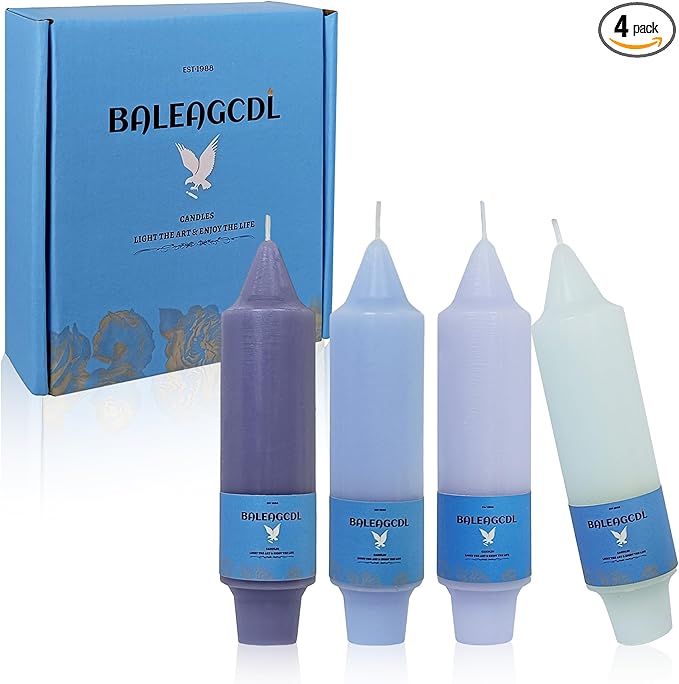 Handmade Unscented Twisted Gradient Blue Taper Candles - Long - Lasting, Smokeless, Elegant Candlesticks, 5 - Inch for Home Décor, Weddings, Festive Seasons