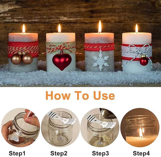 100pcs ECO 10 Wicks for Soy Candles, 6 inch Pre-Waxed Candle Wick for Candle Making,Thick Candle Wick with Base