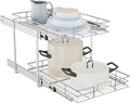 LOVMOR Individual Pull Out Cabinet Organizer, 2 Tier Cabinet Drawers Slide Out, Pots and Pans Organizer and Storage Pantry Shelf for Kitchen (17" W x 21" D)
