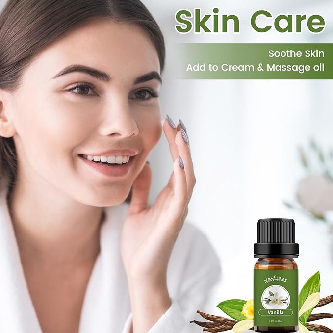 yethious 2 Pack Vanilla Essential Oil for Skin, Diffuser Organic 100% Pure Vanilla Aromatherapy Oil Vanilla Fragance Oil