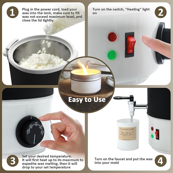 TCFUNDY Wax Melter for Candle Making 10L Black, Electric Non-Stick Candle Wax Melter Pot 10L, DIY Candle Making Kit for Adults, Soy Wax and Beeswax Candle Maker