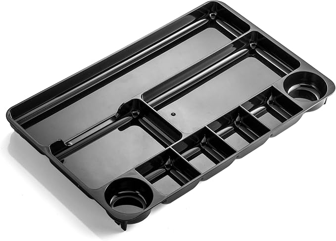 Officemate Recycled Plastic Desk Drawer Organizer, Nine Compartments, 14 X 9 X 1.13, Black (Pack of 6)
