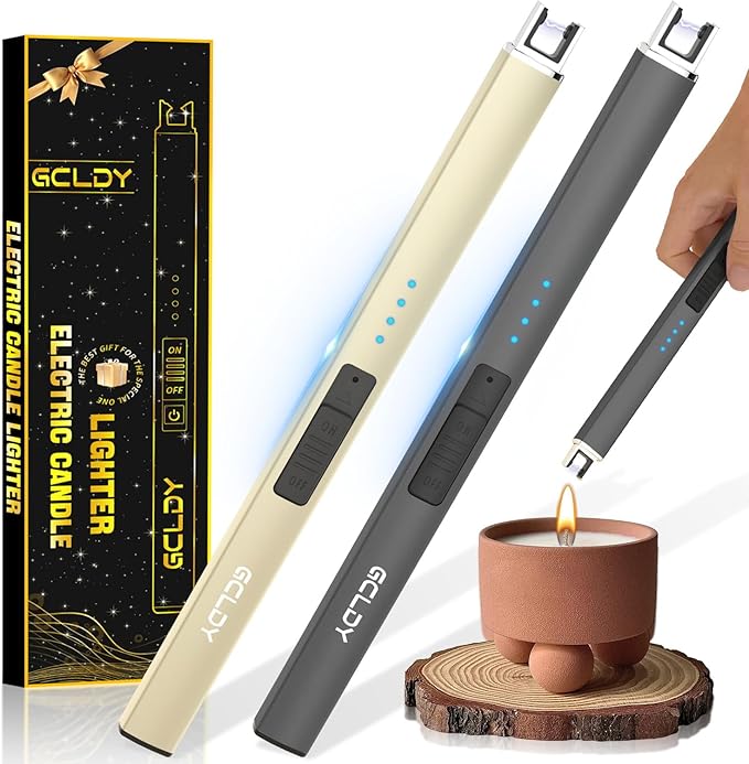 2 Pack Electric Candle Lighter, Gifts for Her/Him, USB Arc Rechargeable Windproof Long Lighter for Candle, Best Stocking Stuffers 2025, Birthday Gift for Women Men Mom Wife Sister,Gift for Sister