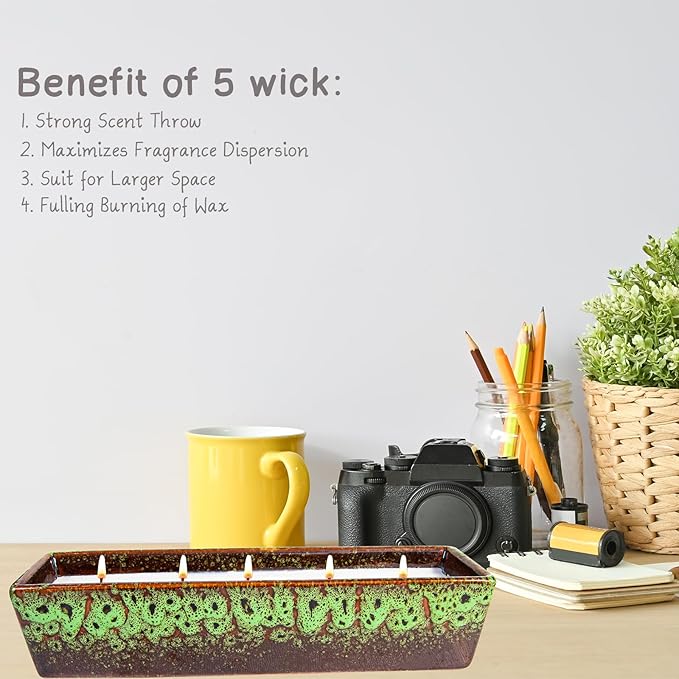 Scented Candles - 5 Wicks Large Peppermint Candle for Home Scented, 24 oz Aromatherapy Candle Gifts for Women, Decorative Natural Soy Candles with Long Lasting for Mother's Day Birthday Anniversary