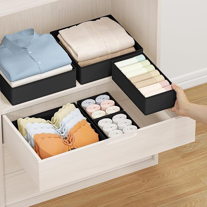 DIMJ Drawer Organizer Clothes 28 Pack - Foldable Baby Organizers and Storage Dresser Organizer for Bedroom, Closet Nursery Organization Dresser Dividers for underwear, Sock, Bra, Belt, Tie