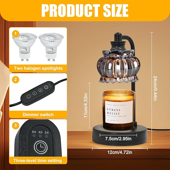 Candle Warmer Lamp with Timer&Dimmer, Black Candle Warmer Light Ideal Birthday, Wax Melt Warmer for Home Decor
