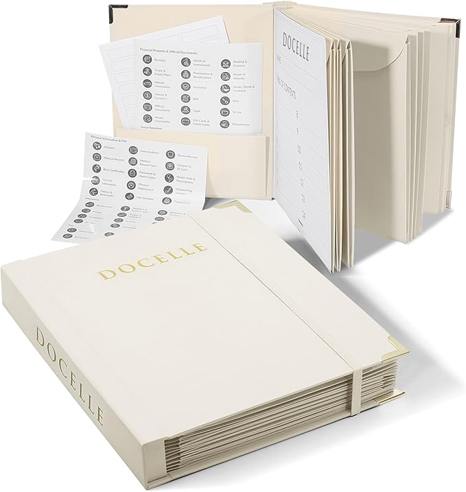 Life Organizer Important Document Organizer Expanding File Folder with Labels for Passports, Birth Certificates, Social Security Cards, Photos, Letters