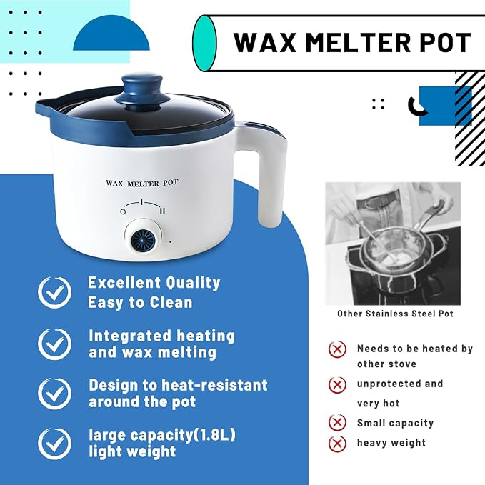 Ksedcon Wax Melting Pot for Candle Making, Electric Wax Melter with Pour Spout,Candle Making Supplies Includes Pouring Pot, Colors Dyes, Wicks, Thermometer