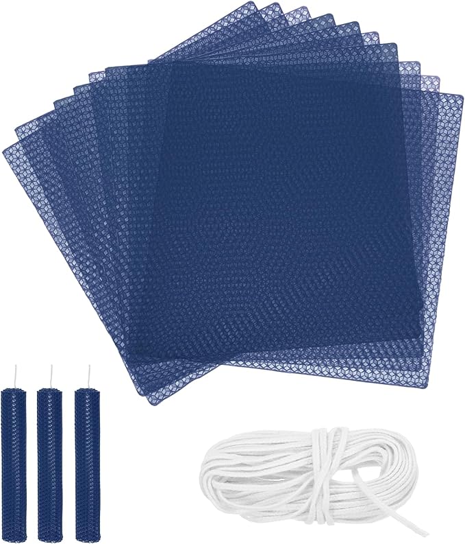 MECCANIXITY Beeswax Candle Making Kit,8x8 Inch 10pcs Blue Beeswax Candle Sheets with 1pcs Cotton Wick for DIY Craft Gift Making