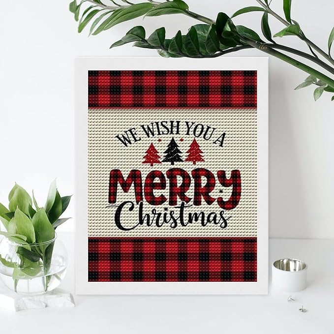 AIVKIEJK Diamond Painting Kits for Adults - Merry Christmas Welcome Painting DIY 5D Full Drill Diamond Dots Paintings with Diamonds Gem Art and Crafts Home Decor 16"x20"