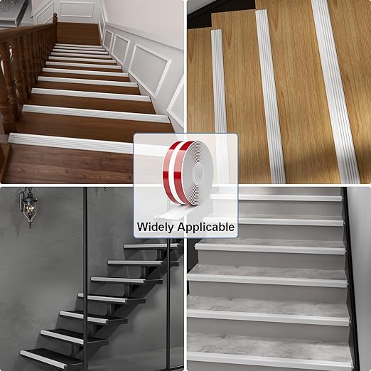 Heavy-Duty Stair Edge Trim, 3.3FT Vinyl Rubber Stair Nosing, Non-Slip Self Adhesive Stair Edge Protector Suitable for Indoor/Outdoor Stairs, Non-Slip and Waterproof