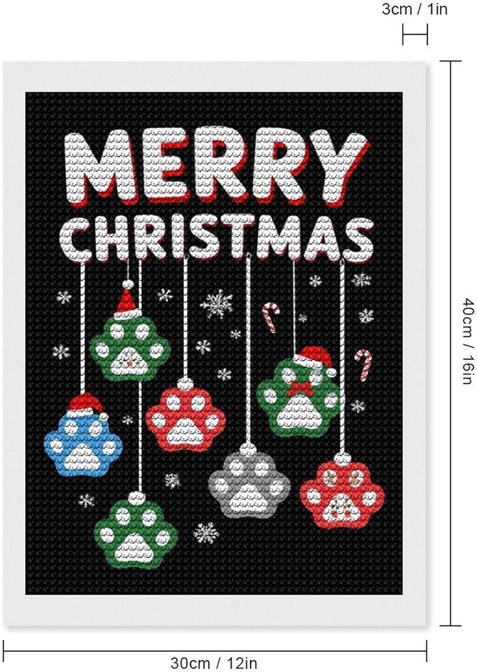AIVKIEJK Diamond Painting Kits for Adults - Merry Christmas Paw Painting DIY 5D Full Drill Diamond Dots Paintings with Diamonds Gem Art and Crafts Home Decor 12"x16"