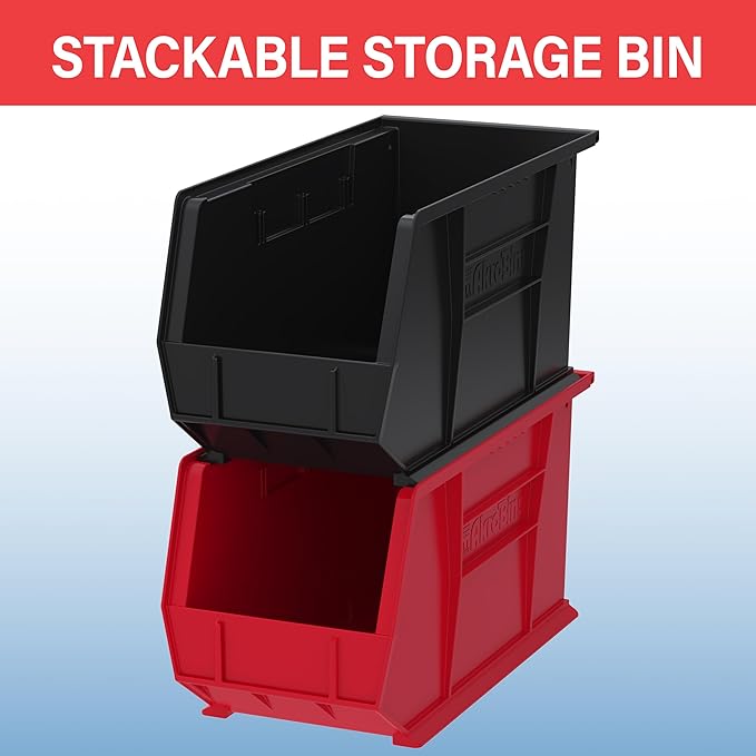 Akro-Mils 30265 AkroBins Plastic Storage Bins, Space-Saving Stackable Bins for Garage, Pantry, Craft Organization, 18-" x 8.25-" x 9-", Yellow, 6-Pack