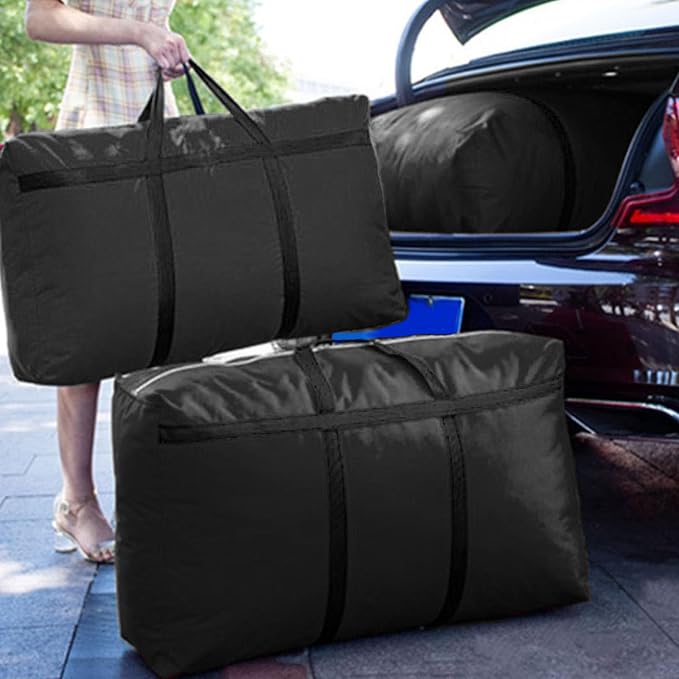 Extra Large Heavy Duty Moving Bag, Duffle Moving Bags 230L with Zippers for Space Saving Moving Storage and College Dorm,Oxford Cloth Waterproof Fabric, Black
