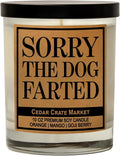 Cedar Crate Market Funny Dog Candle - “Sorry The Dog Farted” Soy Candle | Pet Odor Eliminator Gift | Orange Mango Goji Berry Scented| Hand-Poured USA Made, Pet Owner Gift, Housewarming, Gag