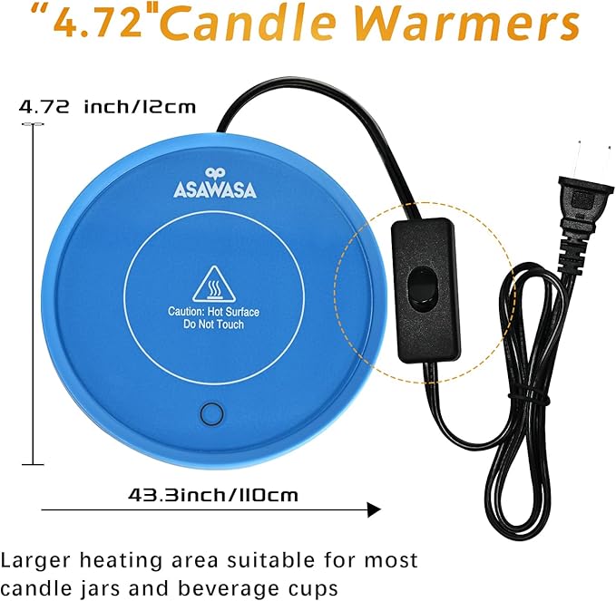 ASAWASA Smart Candle Warmer for Large Jar, Coffee Mug Warmers, with Gravity Switch Auto Shut-On/Off, Safely and evenly Release The Aroma, Keep The Drink at a Pleasant Temperature, A Thoughtful Gifts