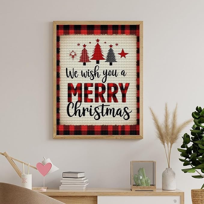 AIVKIEJK Diamond Painting Kits for Adults - Merry Christmas Welcome Painting DIY 5D Full Drill Diamond Dots Paintings with Diamonds Gem Art and Crafts Home Decor 12"x16"