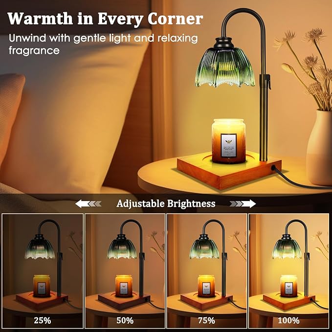 YGS-Tech Candle Warmer Lamp with Timer Dimmer, Height Adjustable Candle Warmer Lamp for Jar Candles, Birthday Gifts for Women Mom, House Warming Gifts New Home Decor
