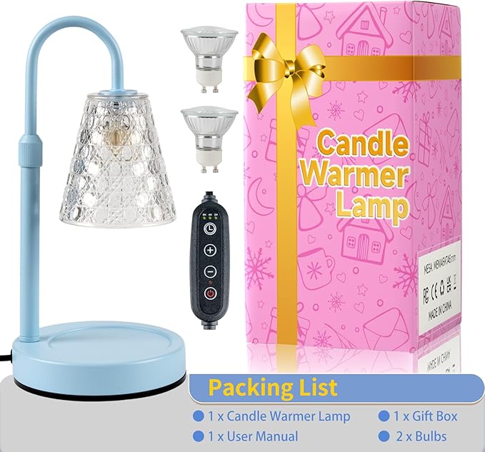Candle Warmer Lamp with Timer Dimmable, Birthday Gifts for Women Mom, House Warming Gifts New Home Decor, Wax Melt Warmer for Jar Candles with 2 Bulbs