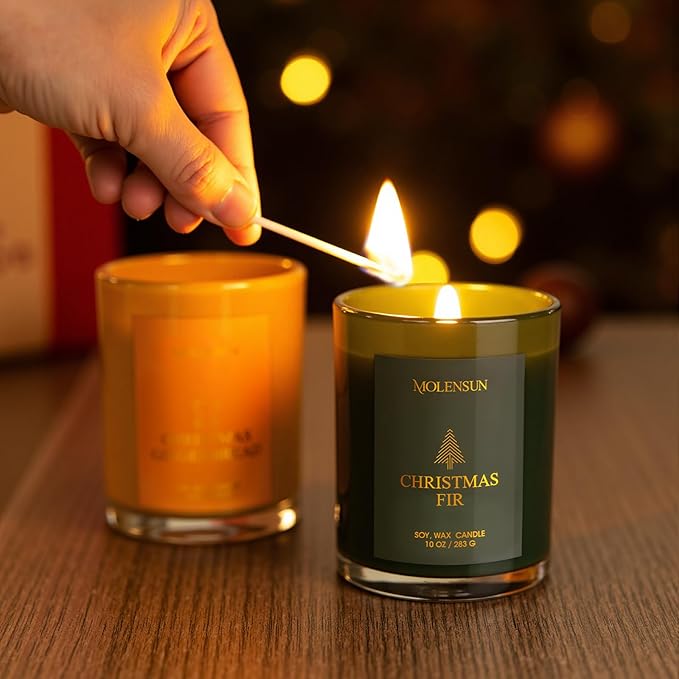 Valentine's Day Candles Gift Set, 3 Pack 30oz Scented Candles for Home, Soy Candle Scents of Apple Cider/Gingerbread/Fir, Luxury Gift Box, Holiday Birthday Gifts for Women & Men