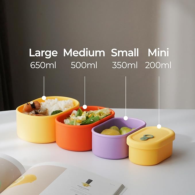 Premium Korean-Made Silicone Airtight Food Container with Steam Vent – BPA Free, Leakproof, Microwave & Freezer Safe Meal Prep. & Leftovers Storage (Mango Yellow, 7 floz)