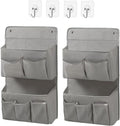 Wall Hanging Organizer – Over the Door Storage & Behind Door Organizer for Dormitory, Bathroom, Bedroom, Kitchen, Nursery, Space-Saving (Grey, 2 Pack)