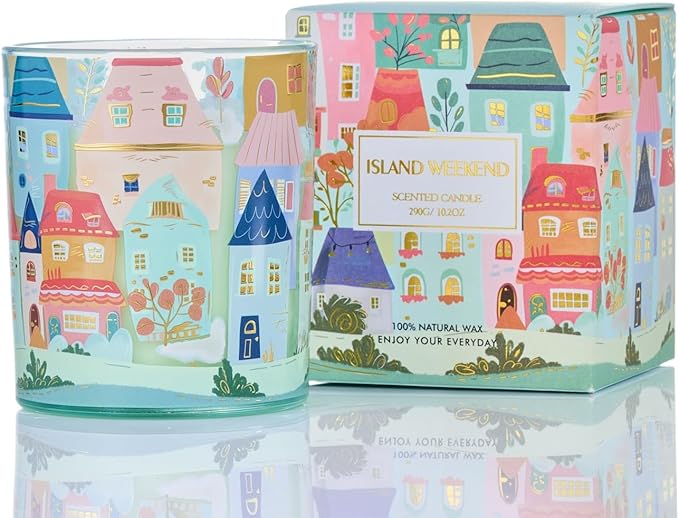 M&SENSE Island Weekend Candles for Home Scented - 10.2 oz Soy Wax Candles Non Toxic 60 Hours Long Burning Summer Candles Gifts for Women Stress Relief, Meditation, Calm, Yoga