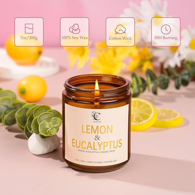 Scented Candles Set, 4Pack Floral Candles, Women Candles Gifts Valentine's Day Gift for Her Long Lasting Soy Wax Candle Non Toxic for Home Decor Aromatherapy, Rose/Lemon/Gardenia/Lilac