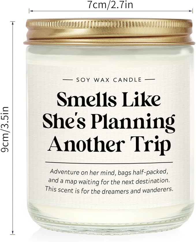 Travel Gifts for Women, Funny Travel Planner Candle, Birthday/Vacation/Christmas Gift for Trip Planner, Frequent Travelers, Sisters, Coworkers, Friends, Handmade, 7oz