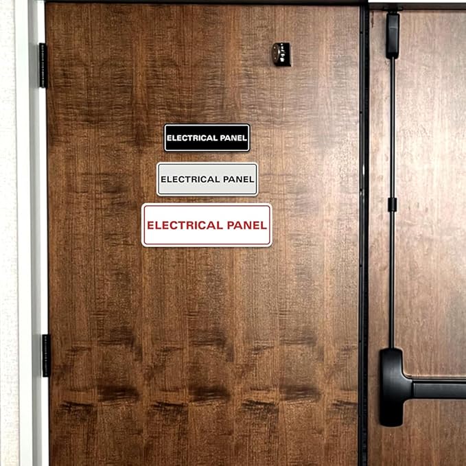 All Quality Standard Electrical Panel Wall or Door Sign - Durable Material | Clear and Functional Sign | Easy Installation‌ - Black/Gold - Large (2 Pack)