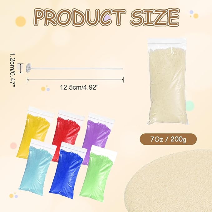 MECCANIXITY Pearled Sand Candles with 20 Pcs Wicks 7Oz / 200g Candle Beads Refillable Powder Sand Wax Making Kit for Thanksgiving Christmas Wedding Party DIY Home Crafts, Beige