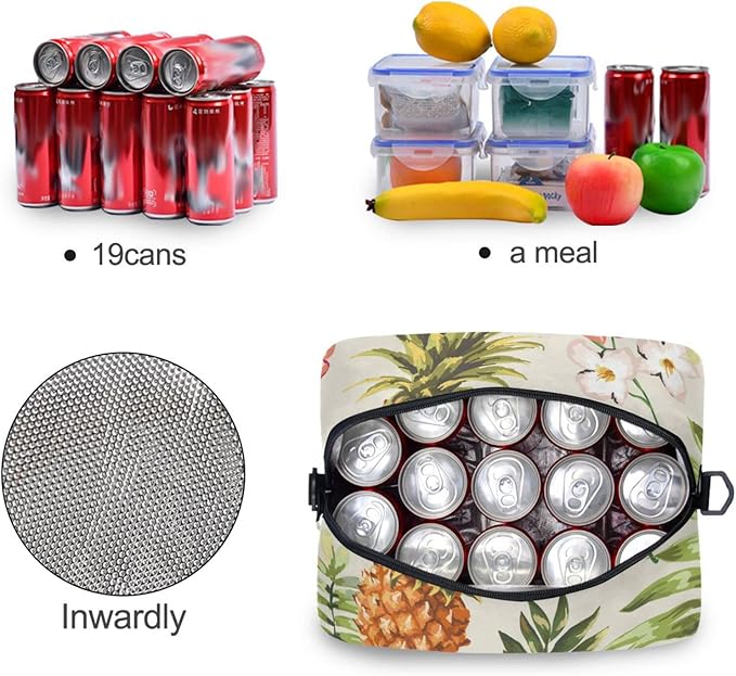 CBBYY pineapple Lunch Bags for Women Men,Reusable Insulated Lunch Box, Adjustable Shoulder Straps Tote Lunch Bag for Work Picnic School