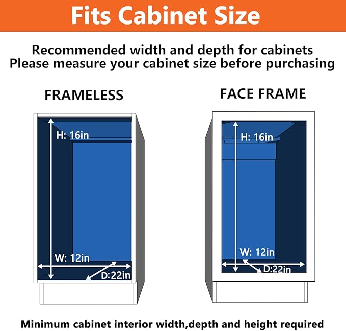 ROOMTEC Individual Pull Out Cabinet Organizer (11½" W x 21½" D), 2 Tier Spice Rack Organizer for Cabinet, Slide Out Drawer Pantry Shelf Organization and Storage for Kitchen Bathroom