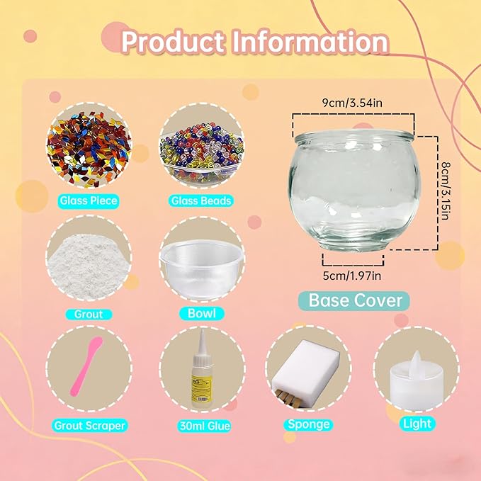 wpdash DIY Turkish Mosaic Candle Holder Set Simple Colorful Round Night Light for Nightstand Ornament Coffee Shop Date Decoration Student Handmade Craft Glass Decorative Tea Light