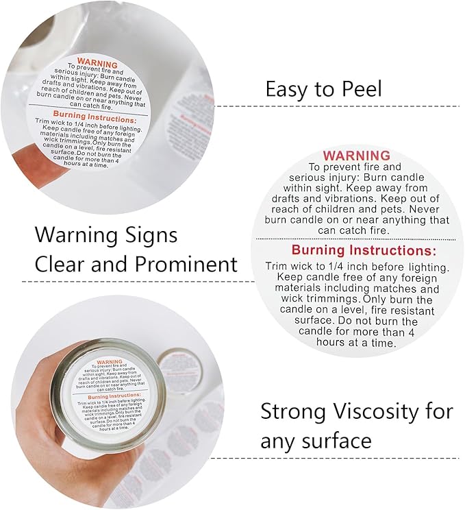 1500PCS Candle Warning Labels,Candle Wick Stickers,1 Inch Candle Safety Stickers,Candle Jars and Tins Warning Labels for Candle Making DIY Candle Jars